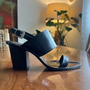 Chic Chain Black Block Heel Sandals